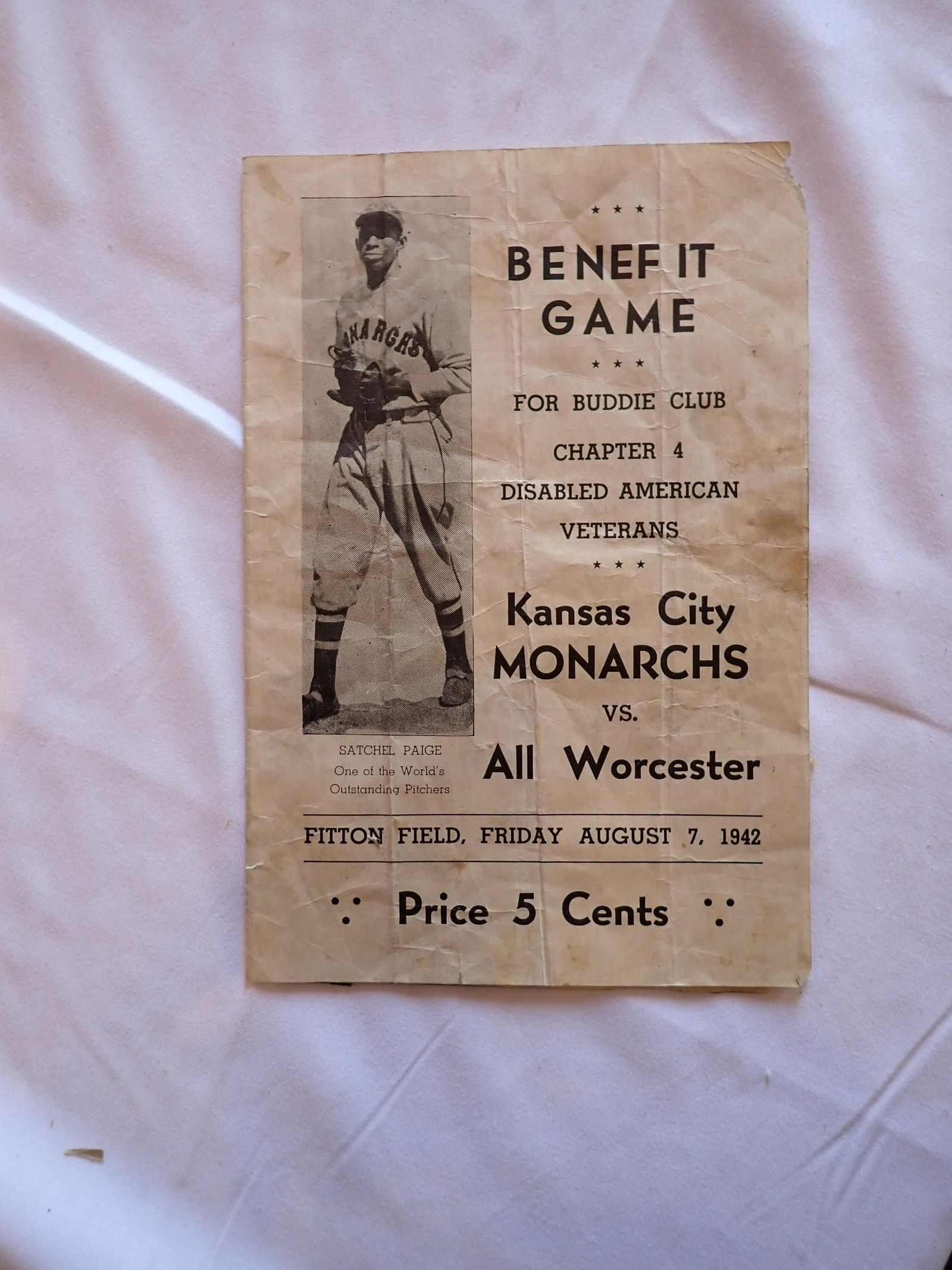 Score Card from Kansas City Monachs v All Worcester Baseball (1 of 5)