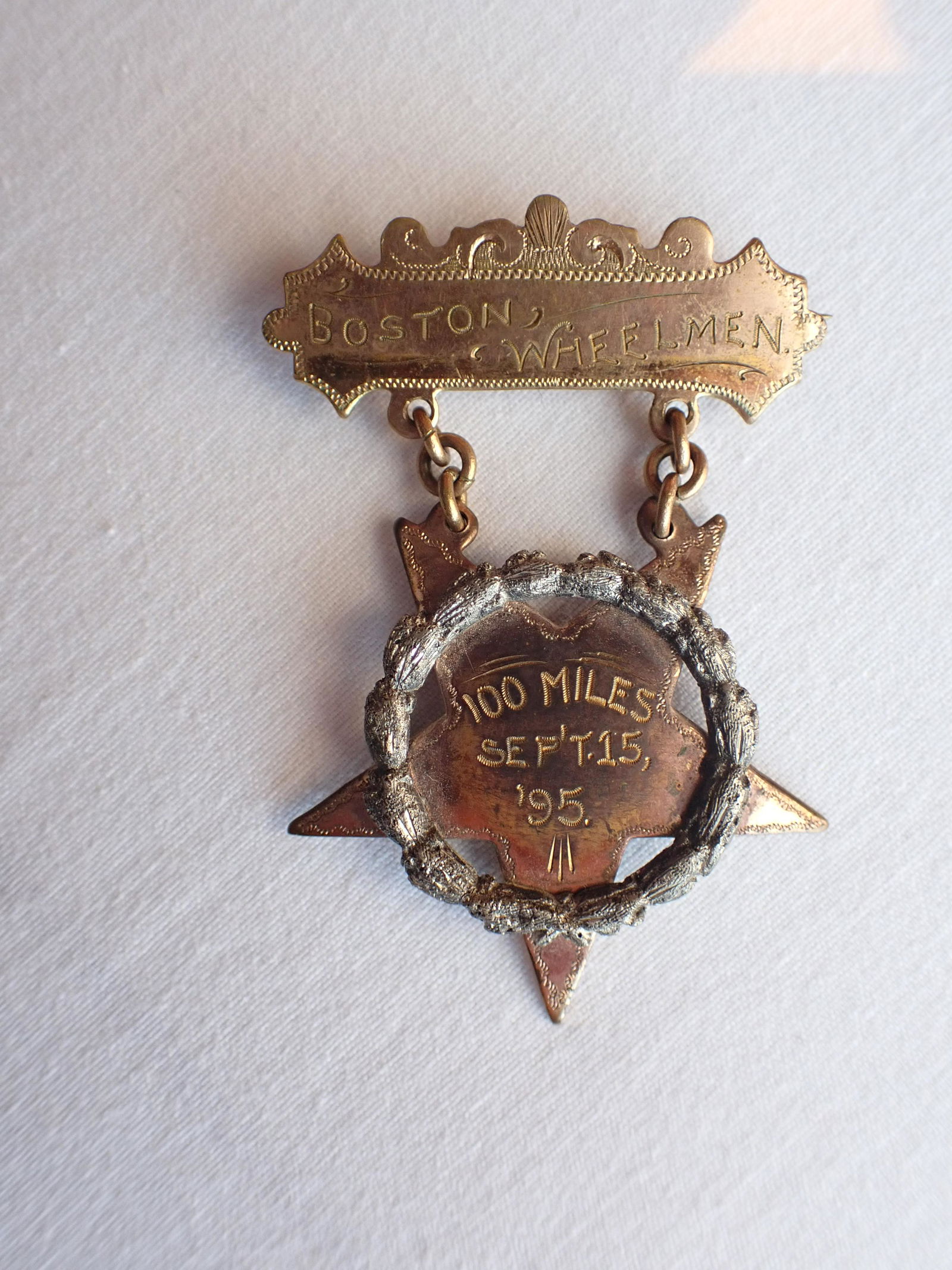 Boston Wheelman 100 Mile Medal Sept. 15, 1895 (1 of 5)