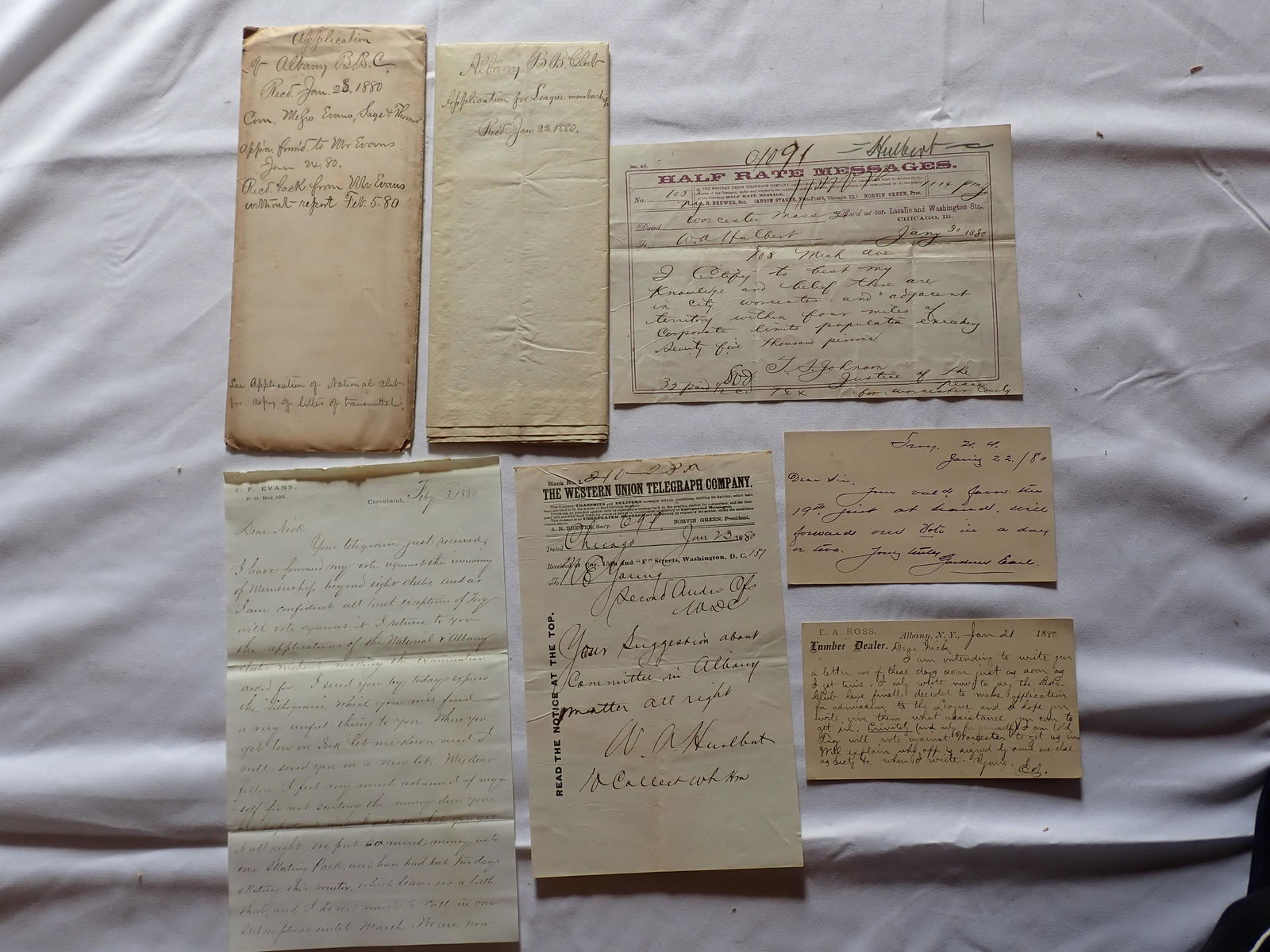 Albany New York Baseball Club National League Application Letter: Application for Admission into the National League and other documents. Albany Club Denied Admission when Worcester Club was Admitted in 1880.