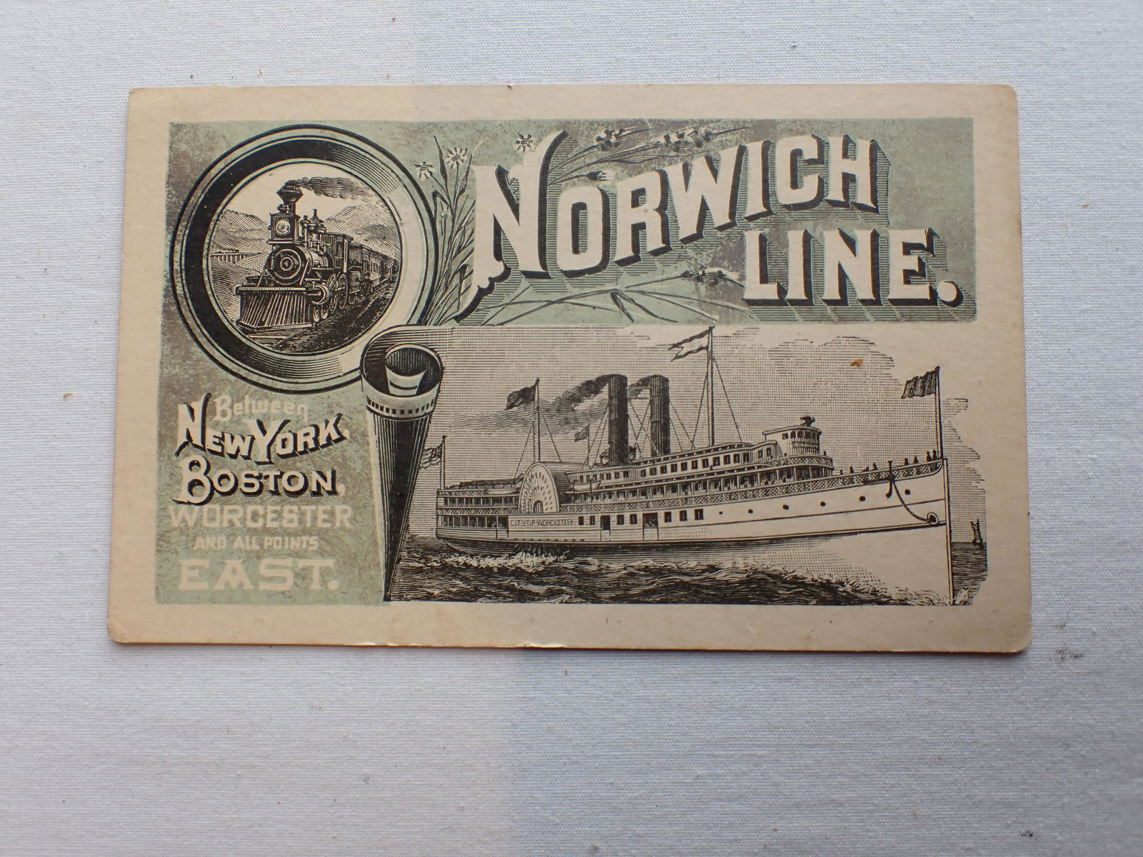 Norwich Line Railroad and Steamship Trade Card (1 of 6)
