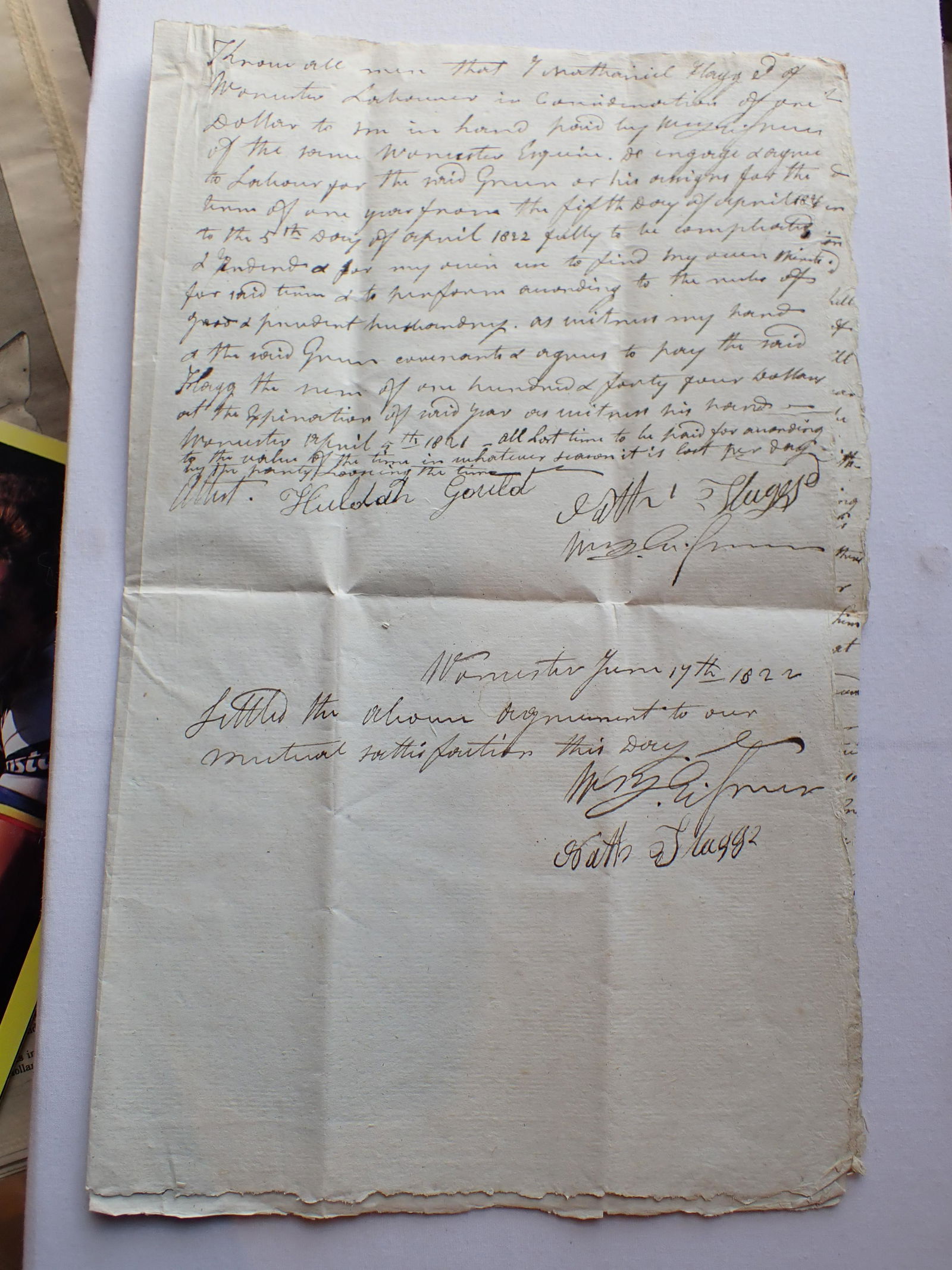 1822 Agreement Between National Flag and William Green (1 of 6)
