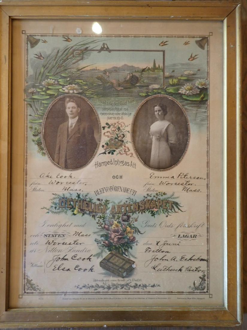 Early 1800's - 1900's Worcester Marriage Certificate Written in (1 of 9)