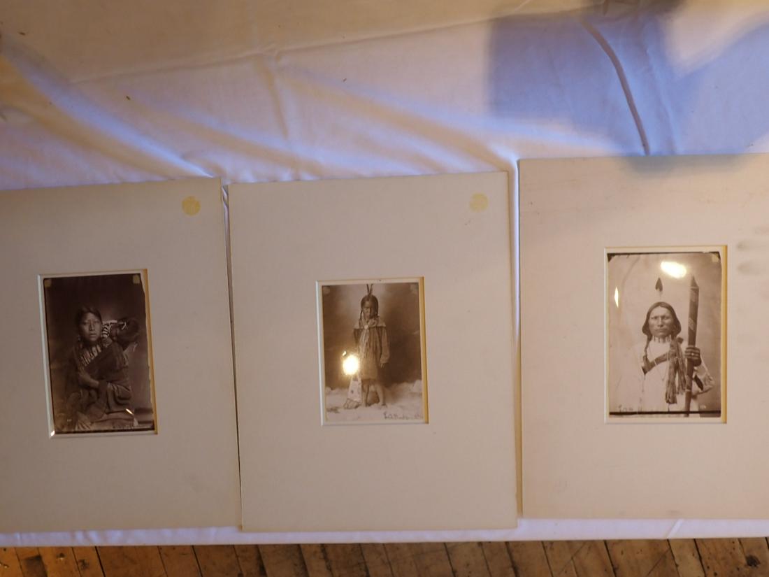 L A Hoffman, Native American Matted Photos: Cheyenne Mother and Child, Cheyenne "urchin" and Unidentified Native American Man. Please see photos and come to the 2 day preview for condition.