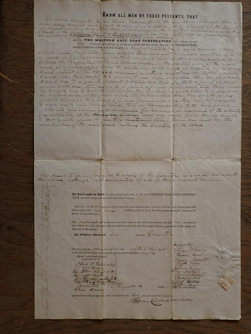 1839 Document Transferring Land Between Howe Family & (1 of 5)