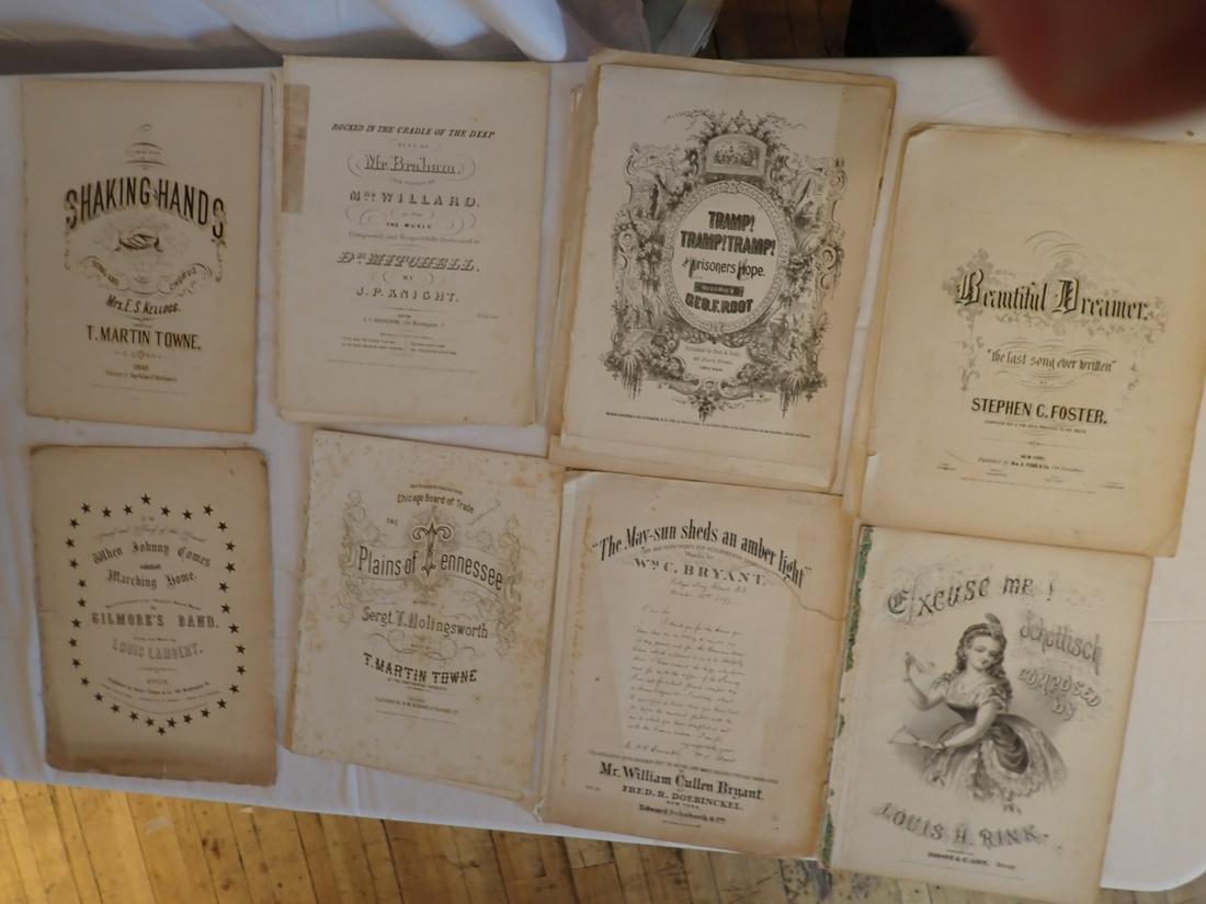 Sheet Music 1864 - When Johnny Comes Marching Home,: Tramp, Tramp, Tramp The Prisoner's Hope For Civil War Prisoners. Some torn pages and edge wear. Please see photos and come to the 2 day preview for condition.