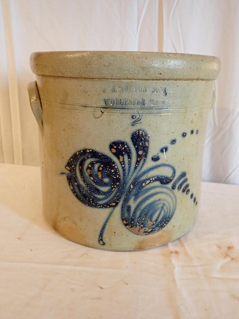 F B Norton & Sons Worcester, MA 2 Gallon Stoneware Crock (1 of 8)