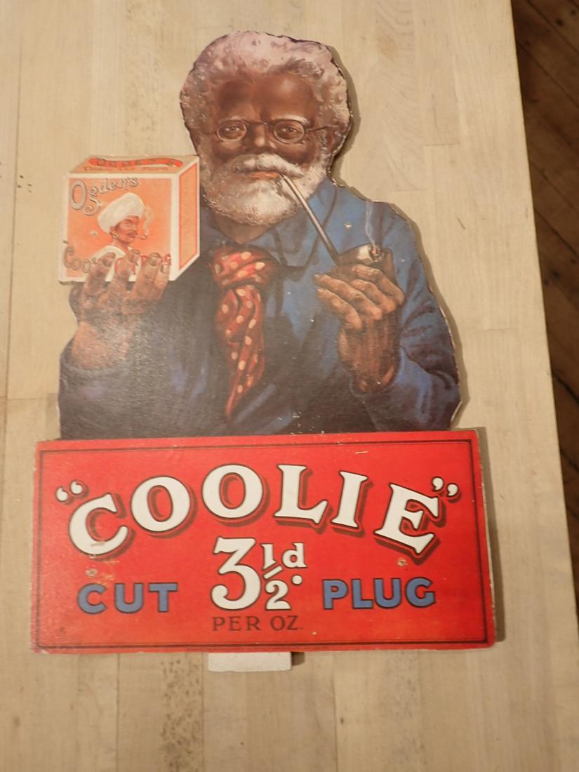 Coolie, Cut Plug Advertising Sign on Plywood (1 of 2)