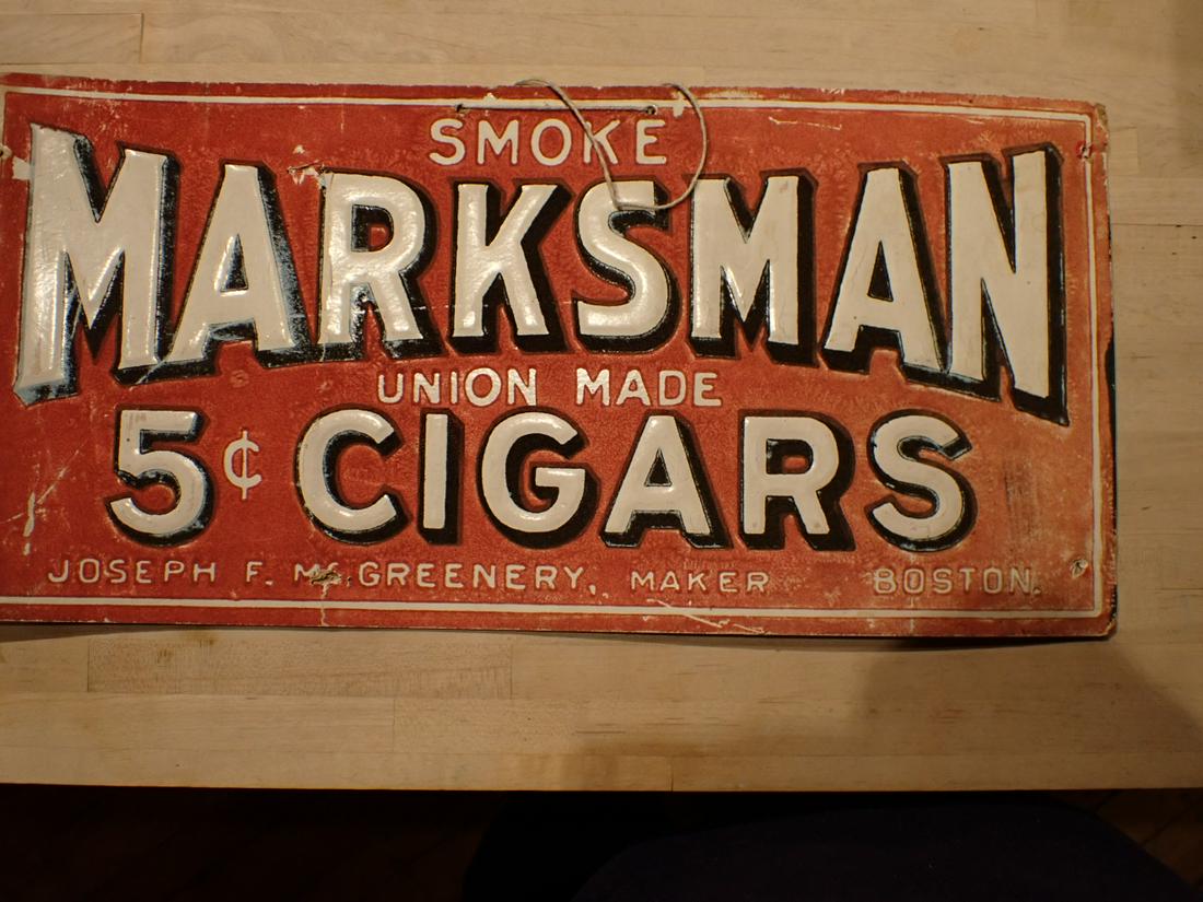 Smoke Marksman 5 Cent Cigar Sign (1 of 6)