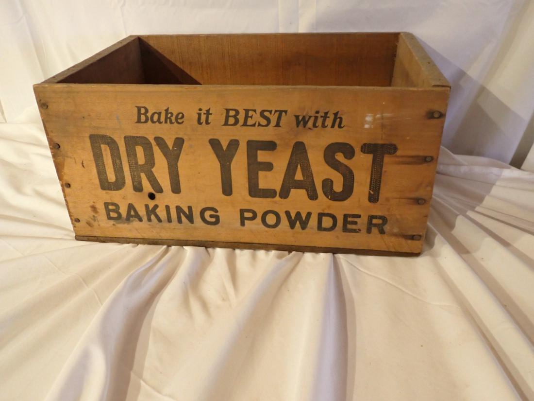 Dry Yeast Baking Soda Advertising Crate. R B Davis Co.: Hoboken, NJ. 8" x 11' x 17 1/2" Please see photos and come to the 2 day preview for condition.