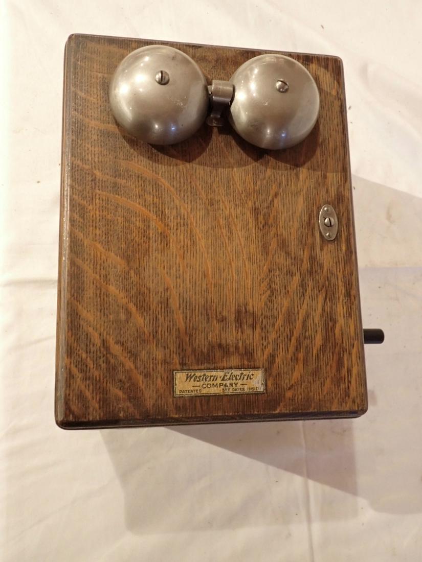 Oak Wall Telephone Handcrank Unit (1 of 3)