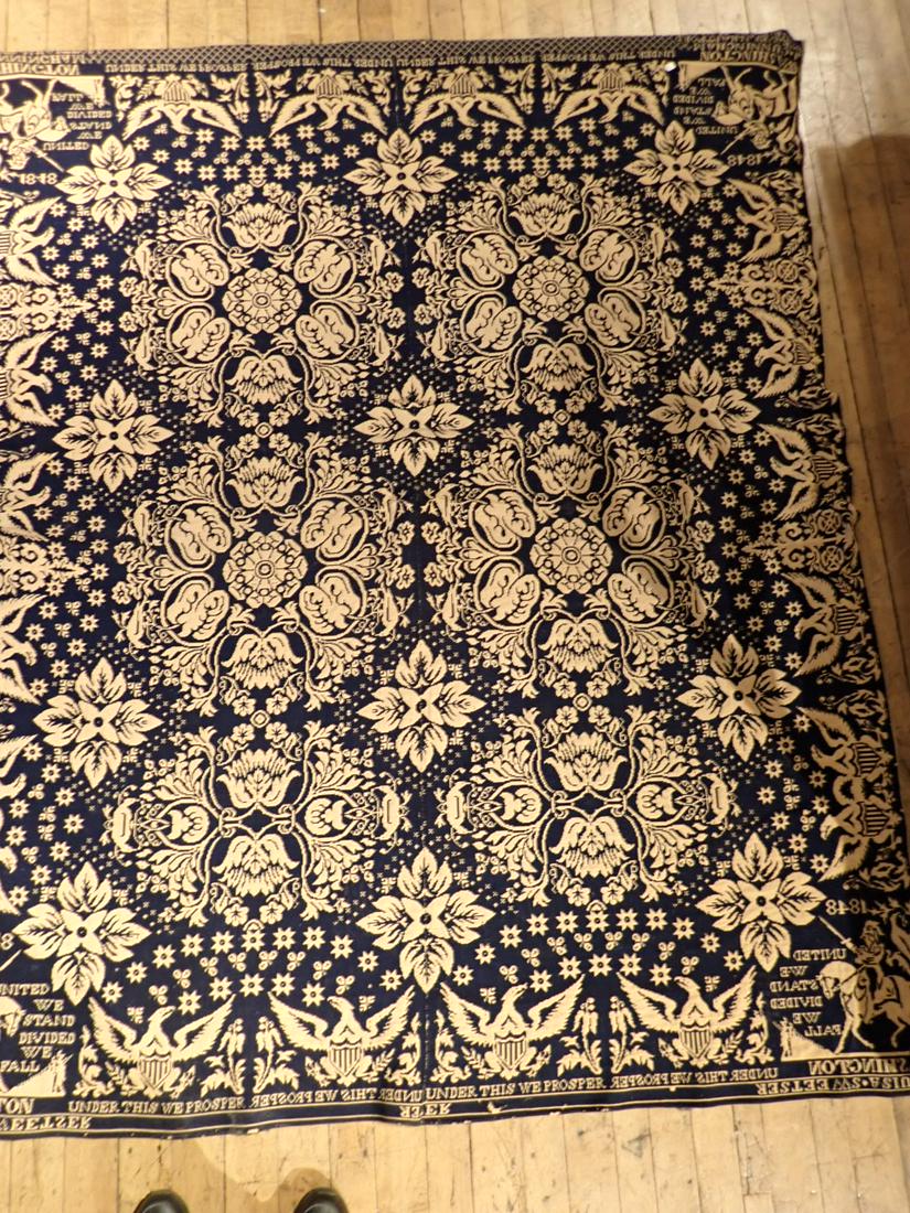 Dated 1878 Coverlet. United We Stand Divided We Fall. (1 of 10)