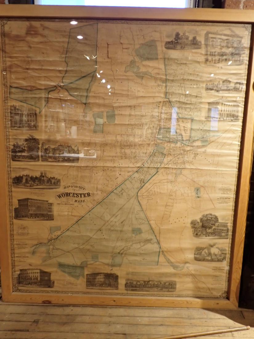 Large Framed Map of the City of Worcester (1 of 10)