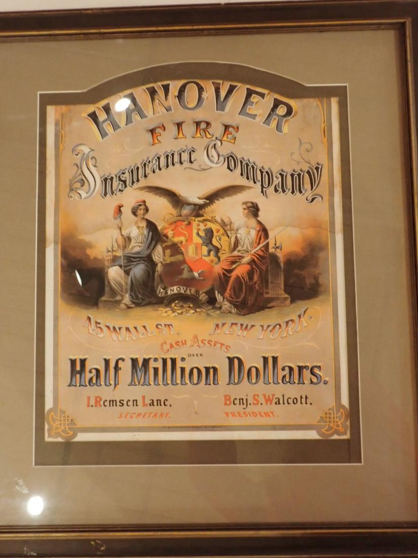 Framed Hanover Fire Insurance Co. Lithograph Poster (1 of 9)