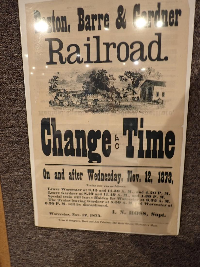 Boston, Barre & Gardner Railroad Change of Time Poster 1873 (1 of 5)