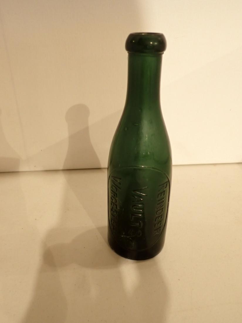 Reindeer Vaults Worcester, MA Early Green Glass Bottle (1 of 7)