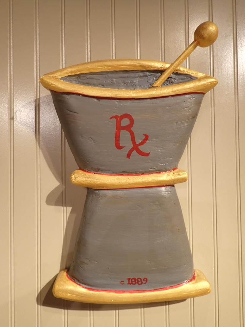 Composite Pharmacy Sign Says "RX 1889 - Not Antique: 18" x 12" Please see photos and come to the 2 day preview for condition.
