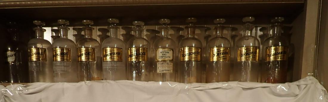 11 Apothocary Jars with paper labels and &  Internal to Glass Labels (1 of 8)