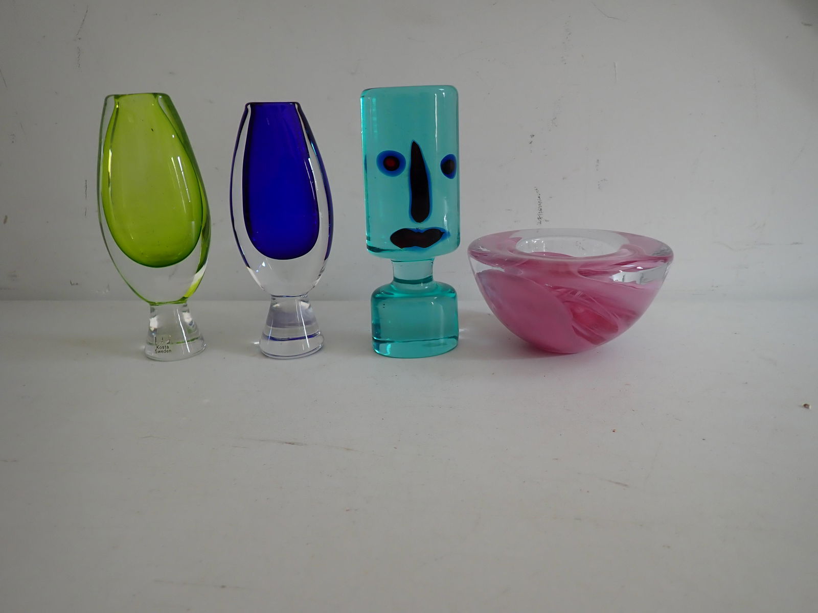 3 Art Glass Vases and Figural Paperweight - Kosta Boda Sweden (1 of 11)