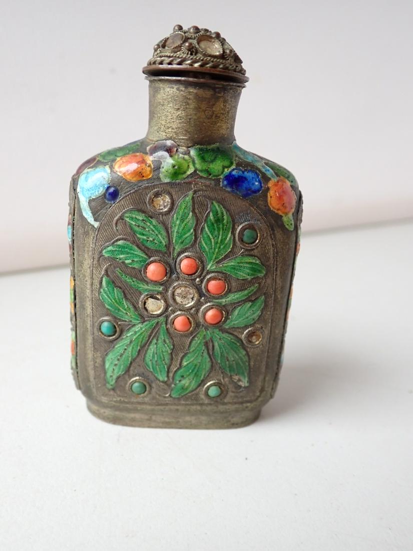 Metal & Enamel Snuff Bottle Marked "China" on Bottom (1 of 6)
