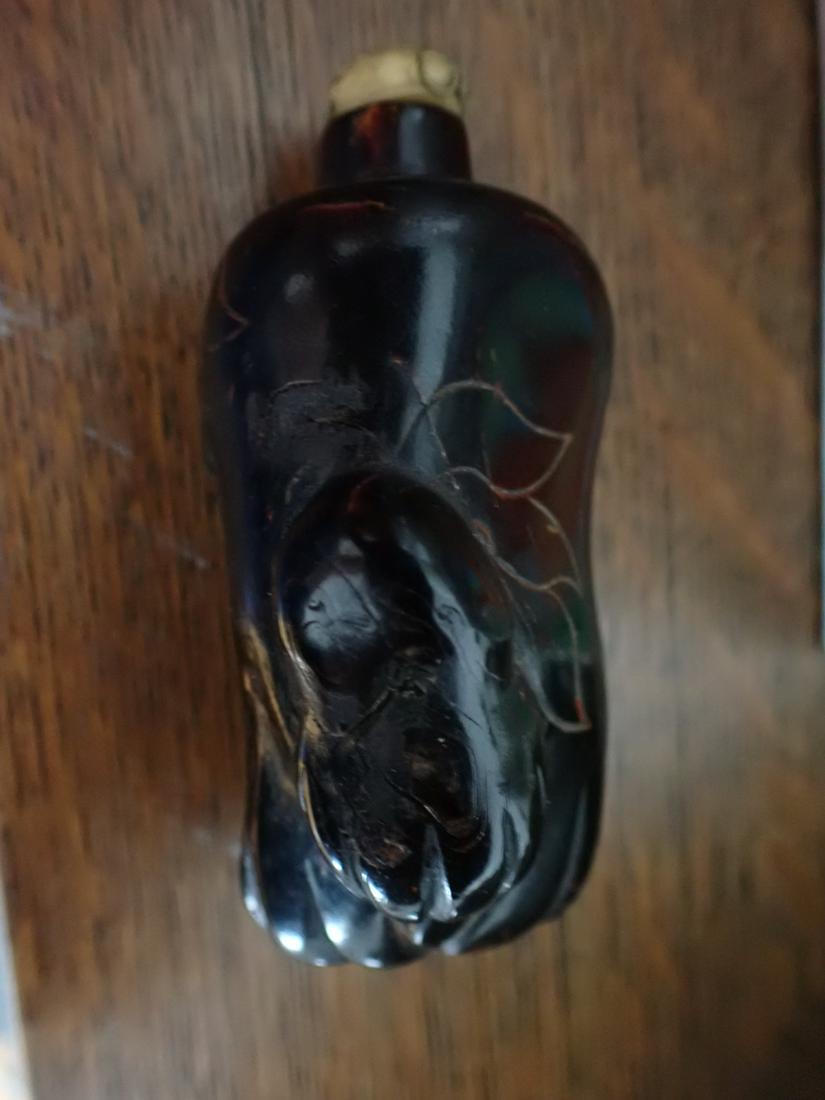 Chinese Carved Wooden Snuff Bottle 3" Including Top: See photos for condition and details. Local pick-up available on February 4th or 3rd party shipping available. Please see terms.