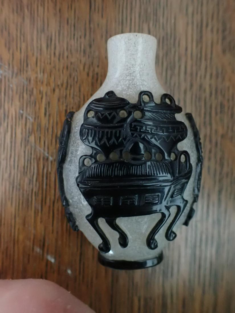 Chinese Black Overlay Snuff Bottle Designs Look to be Asian (1 of 11)
