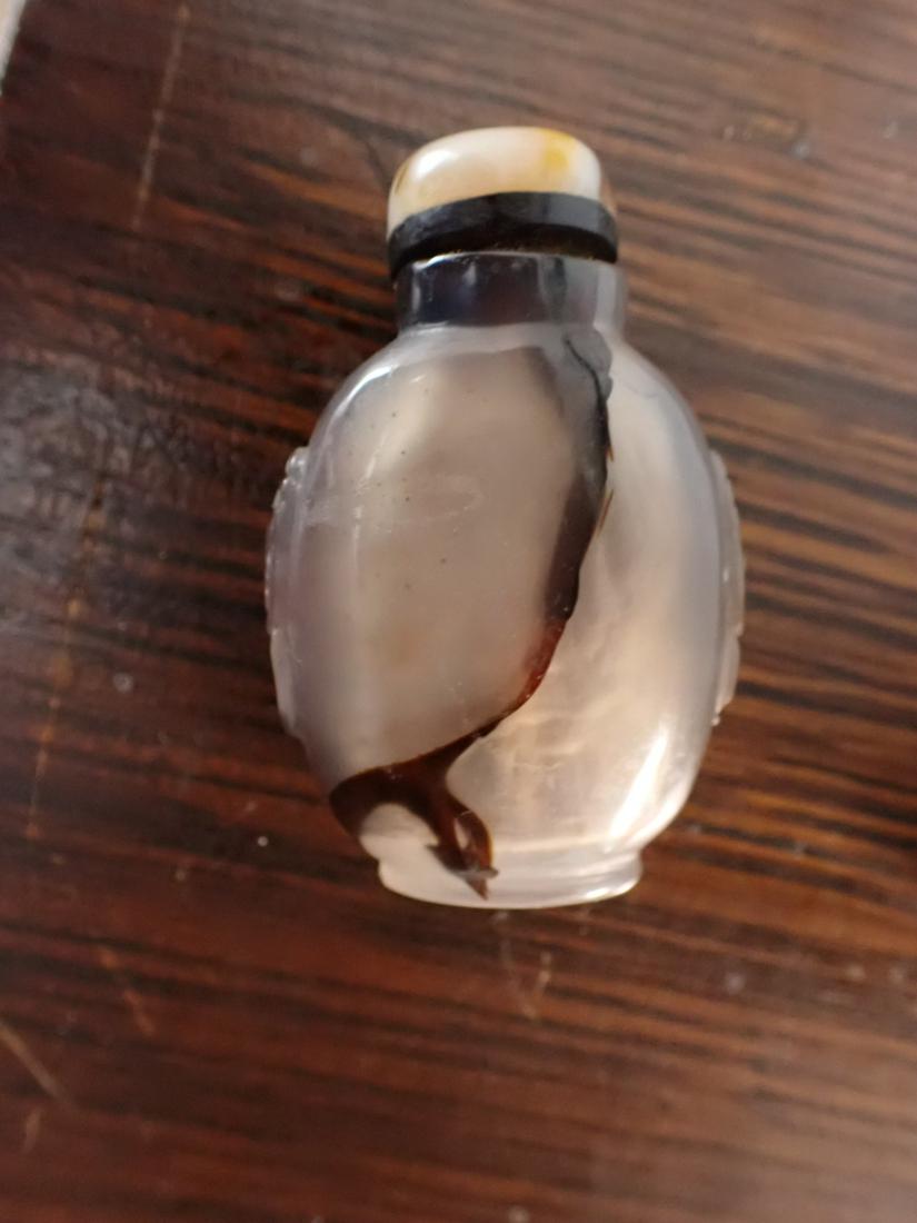 Chinese Miniature Agate Snuff Bottle 2" Including Cover: See photos for condition and details. Local pick-up available on February 4th or 3rd party shipping available. Please see terms.
