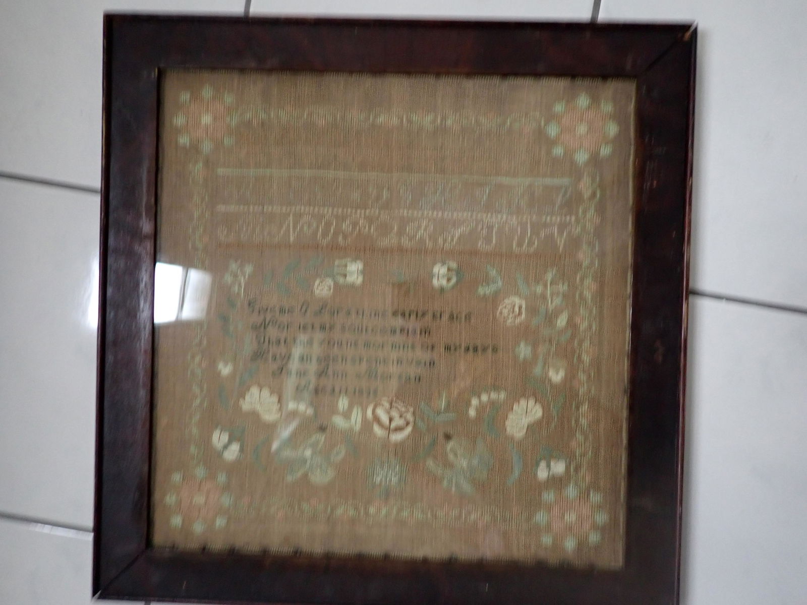 1835 Sampler with Floral Design. Jane Ann Morgan Aged 11 (1 of 7)