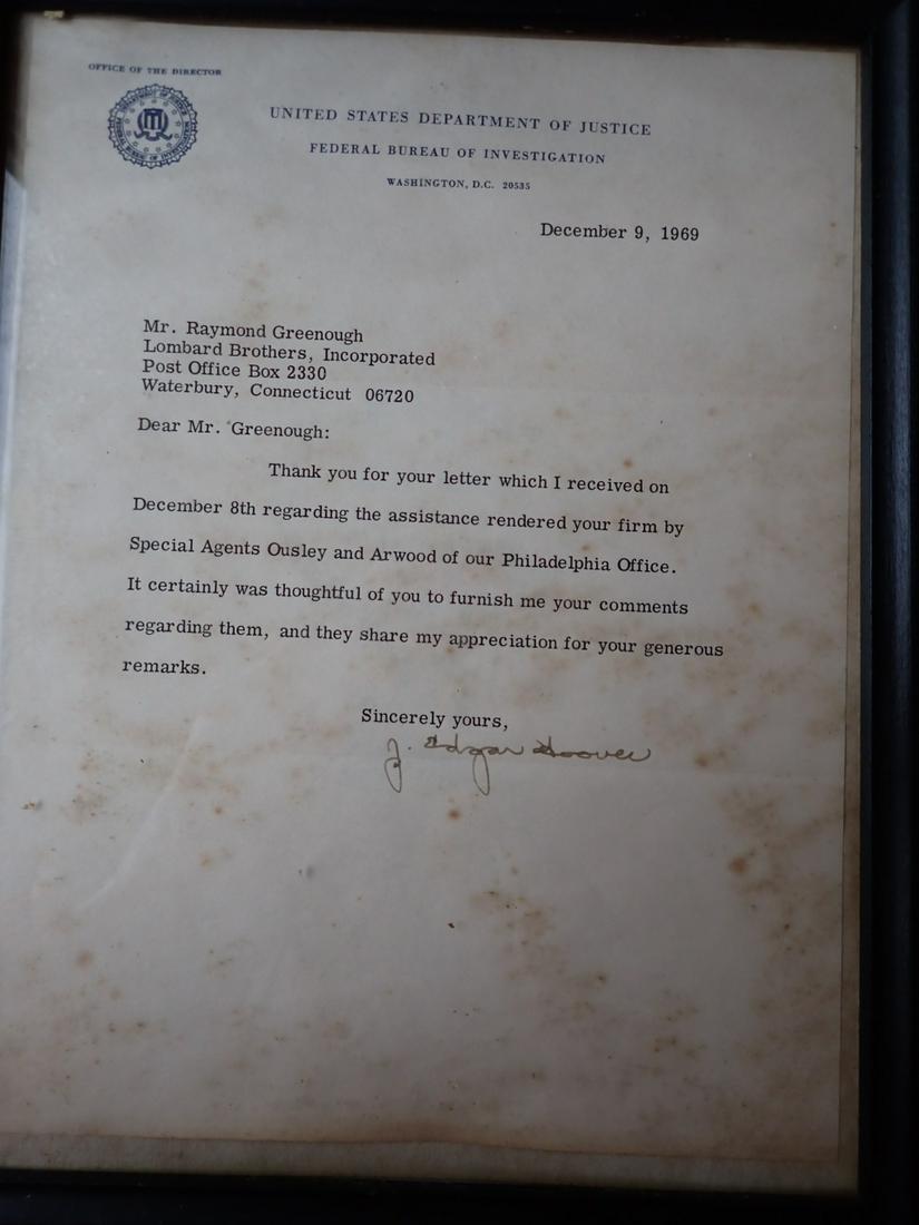 J. Edgar Hoover Signed 1969 Letter on FBI Stationary (1 of 5)