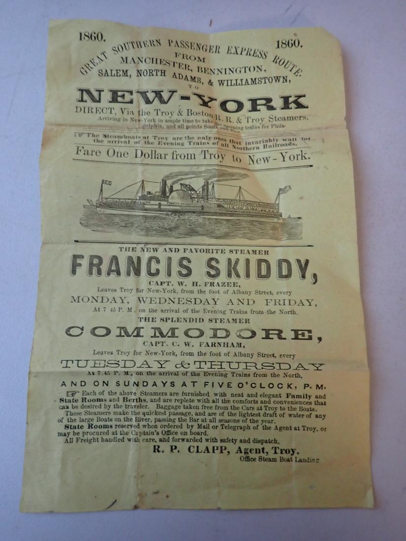 1860 Small Broadside for Steamboat Francis Skiddy (1 of 6)