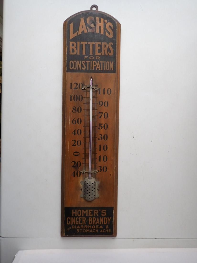 Lash's Bitters for Constipation Wooden Advertising Thermometer (1 of 6)