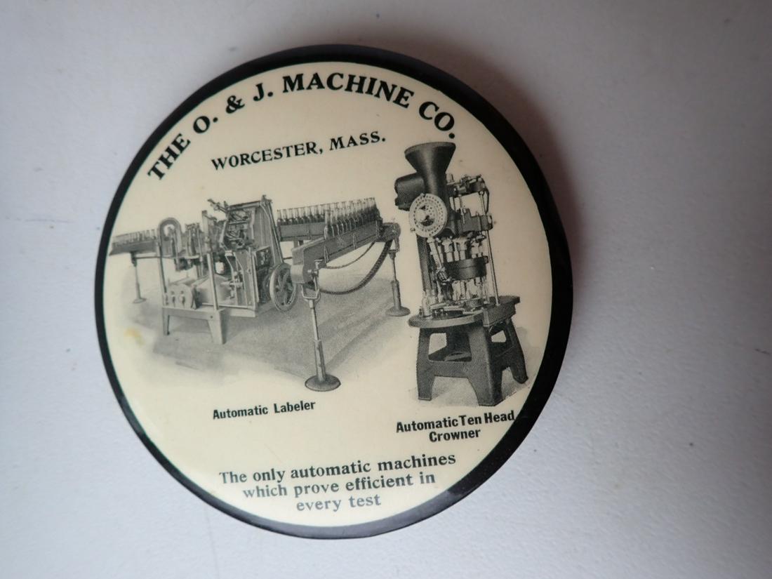 O & J Machine Bottling Machinery Co Worcester Celluloid Mirror (1 of 5)