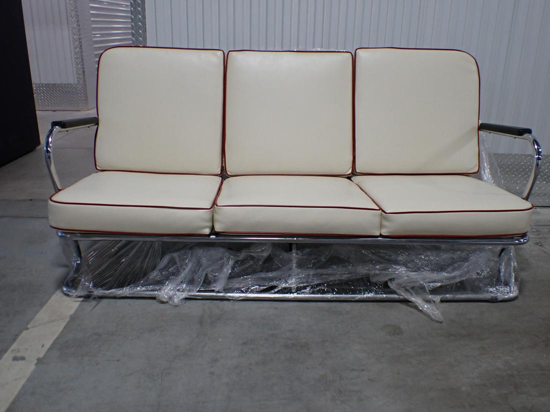 Mid-century Upholstered Sofa with Chrome Frame (1 of 4)