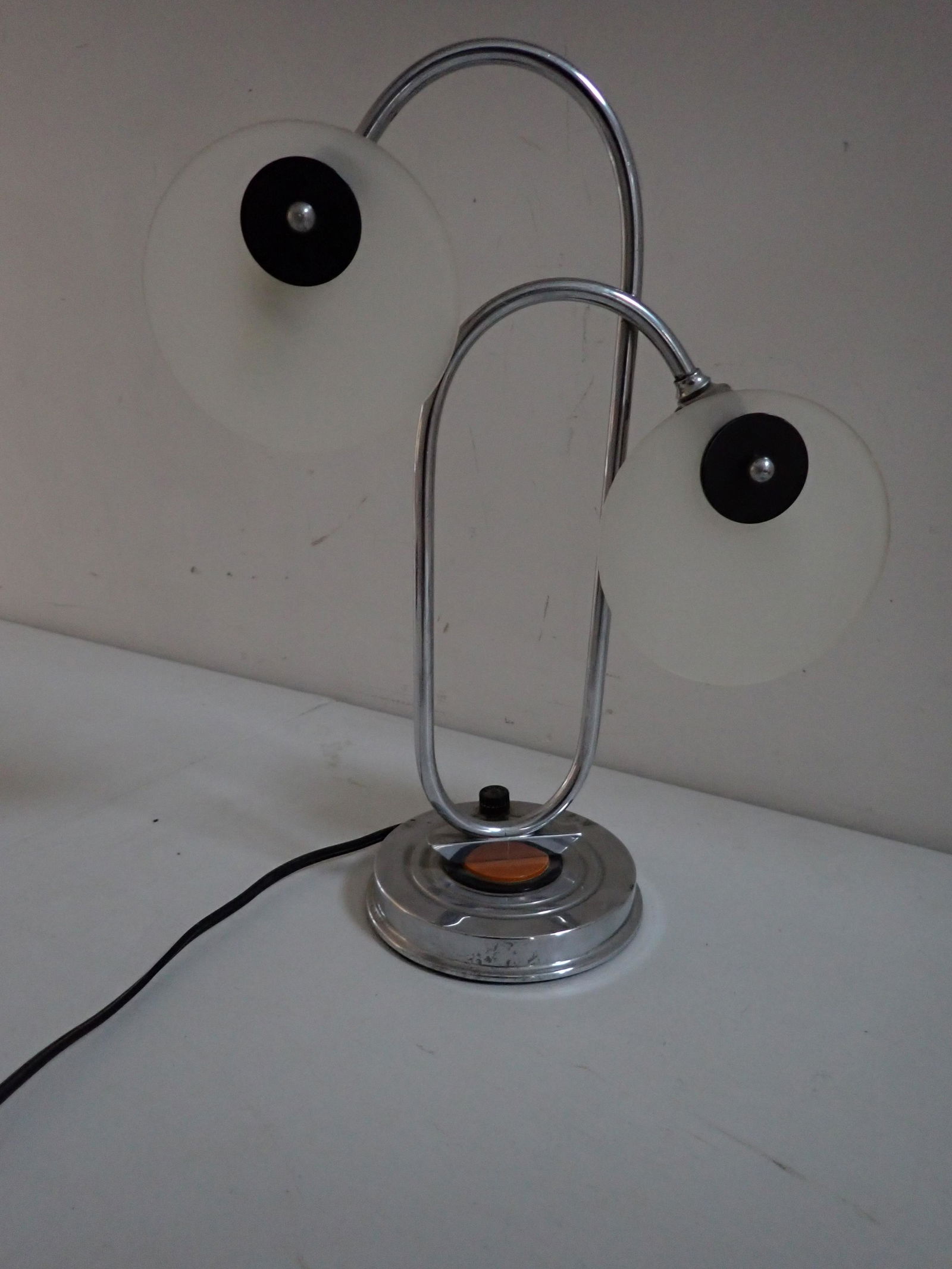Lightolier Table Lamp,  Mid Century Modern, Chrome Base with (1 of 9)