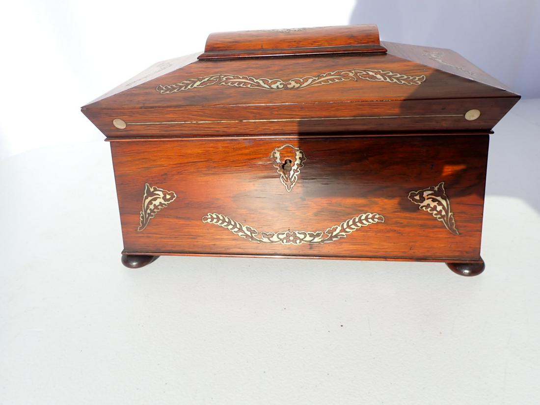 Circa 1860 Inlaid Mother of Pearl Tea Caddy (1 of 17)