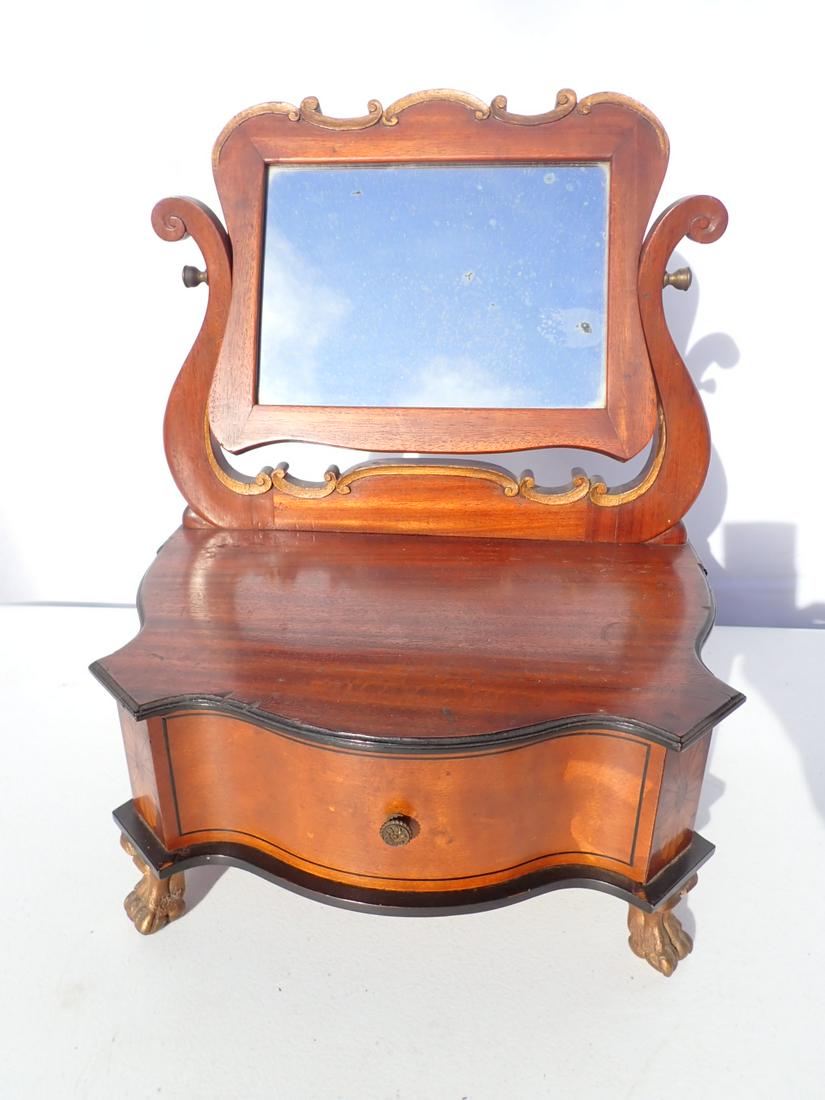 Antique Small Inlaid Vanity Chest With Top Mirror (1 of 12)