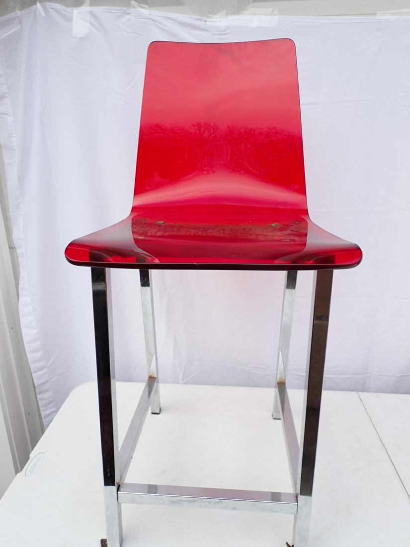 Acrylic & Chrome - Red Modern Design Stool (1 of 5)