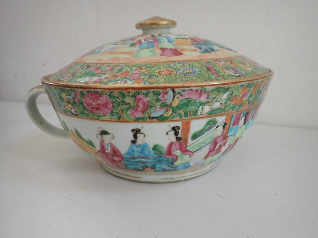 Chinese Export Rose Mandarin Covered Bowl and Famille Rose (1 of 7)