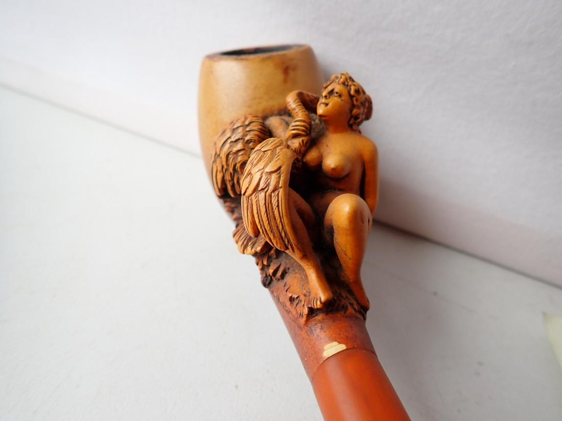 Leda and the Swan Carved Antique Smoking Pipe (1 of 6)