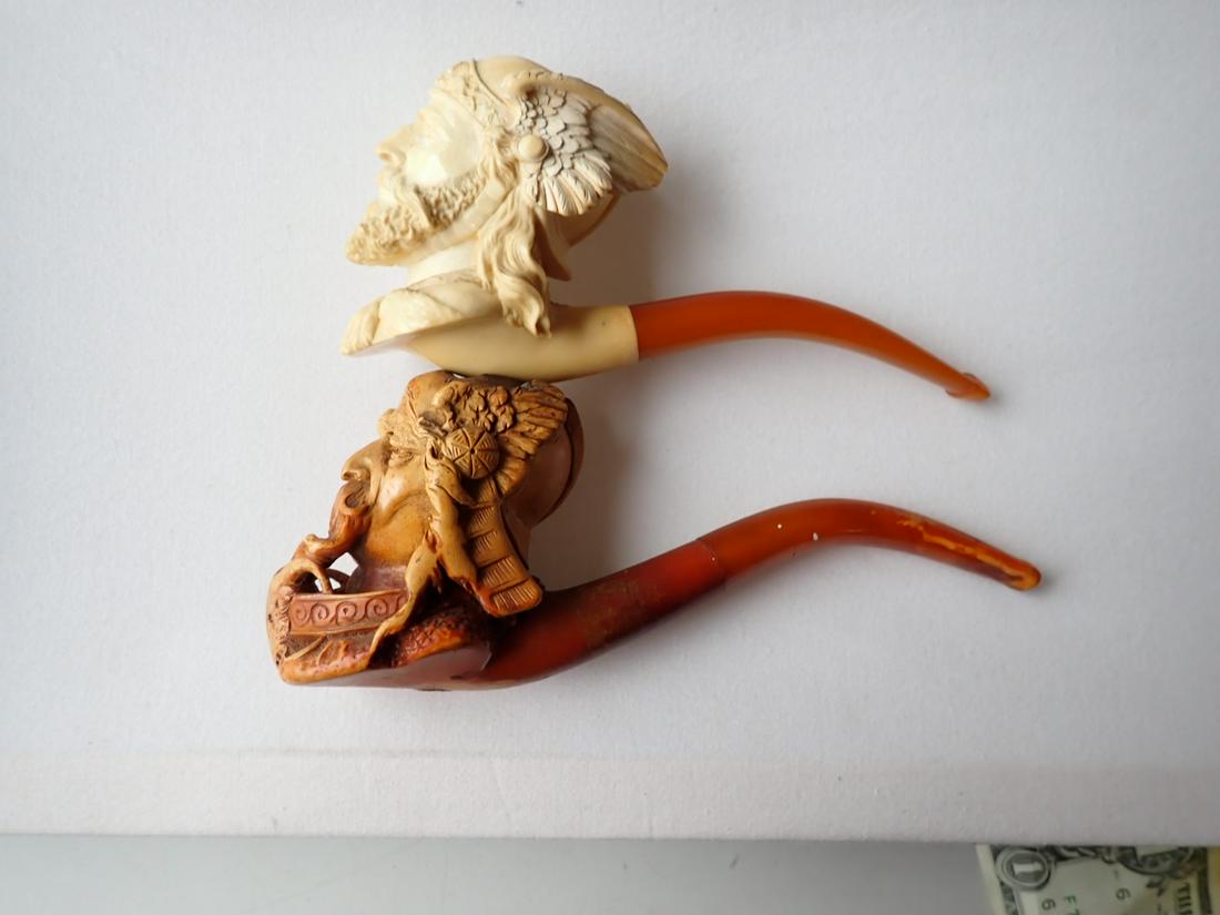 Vercingetorix and Alaric I Viking Antique Carved Meerschaum Pipes (1 of 14)