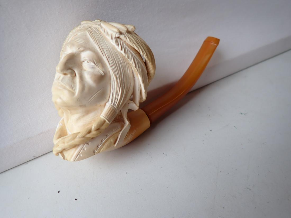 Sitting Bull Indian Chief Antique Meerschaum Pipe. Carved Pipe (1 of 6)