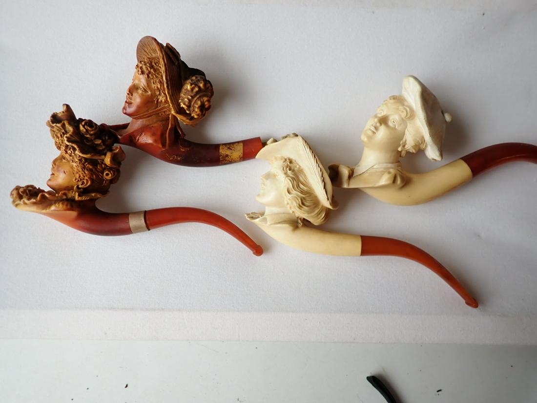 4 Gibson Girls & Courteans Antique Meerschaum Pipes (1 of 14)