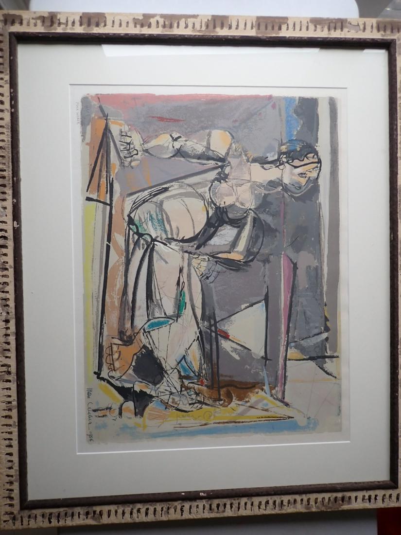 Max Weber Reclining Nude Cubist/Abstract Pencil Signed Print: Frame: 29 1/2" x 35" . Art: 19 1/2" x 25" - Excluding Matte. See photos for condition and details. Local pick-up available on February 4th or 3rd party shipping available. Please see terms