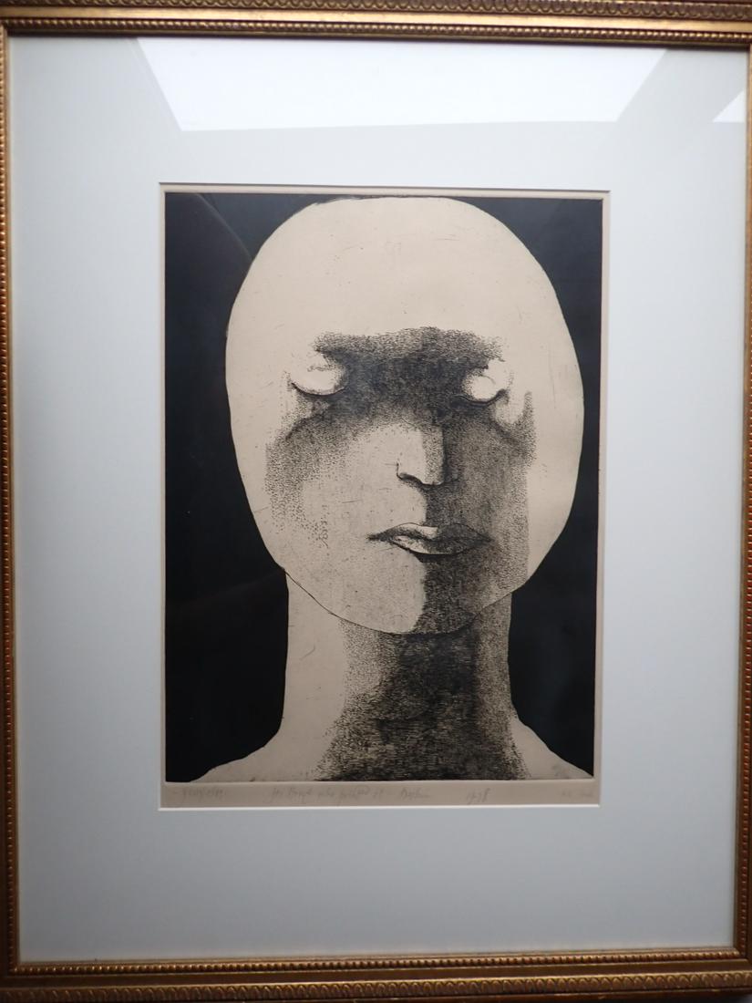 Signed Leonard Baskin Yeux Clos 1978 Pencil Signed Etching (1 of 10)