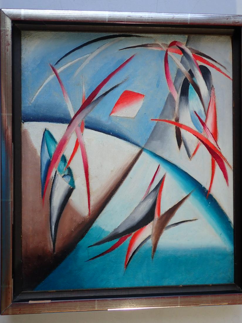 Abstract Oil on Canvas Attributed to Philip Perkins (1 of 9)