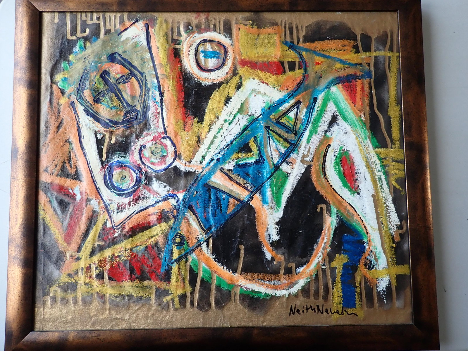 Nieth Nevelson O/C Abstract Oil on Canvas: Frame: 21 1/2" x 24 1/2". Painting 19" x 22". See photos for condition and details. Local pick-up available on February 4th or 3rd party shipping available. Please see terms