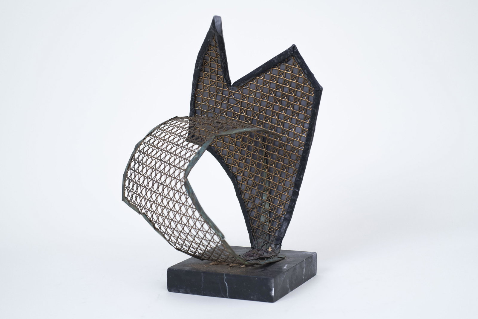 With the Wind Irmgard Mahler 1960's - 70's: Brass, Copper, Lead, Stone - 10" x 13" x 17". From Lubec, Maine estate. See photos for condition and details. Local pick-up available on February 4th or 3rd party shipping available. Please see terms