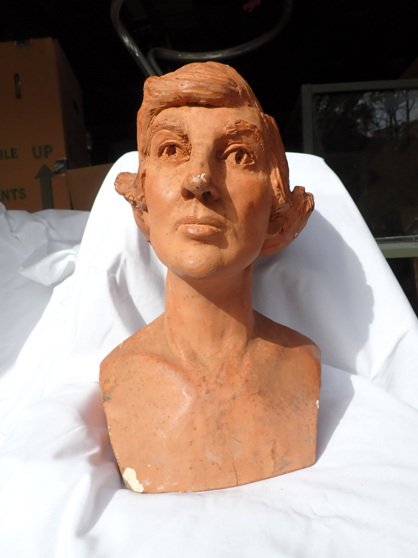 Female Bust Livingston Welch: Clay - 15" x 10". See photos for condition and details. Local pick-up available on February 4th or 3rd party shipping available. Please see terms