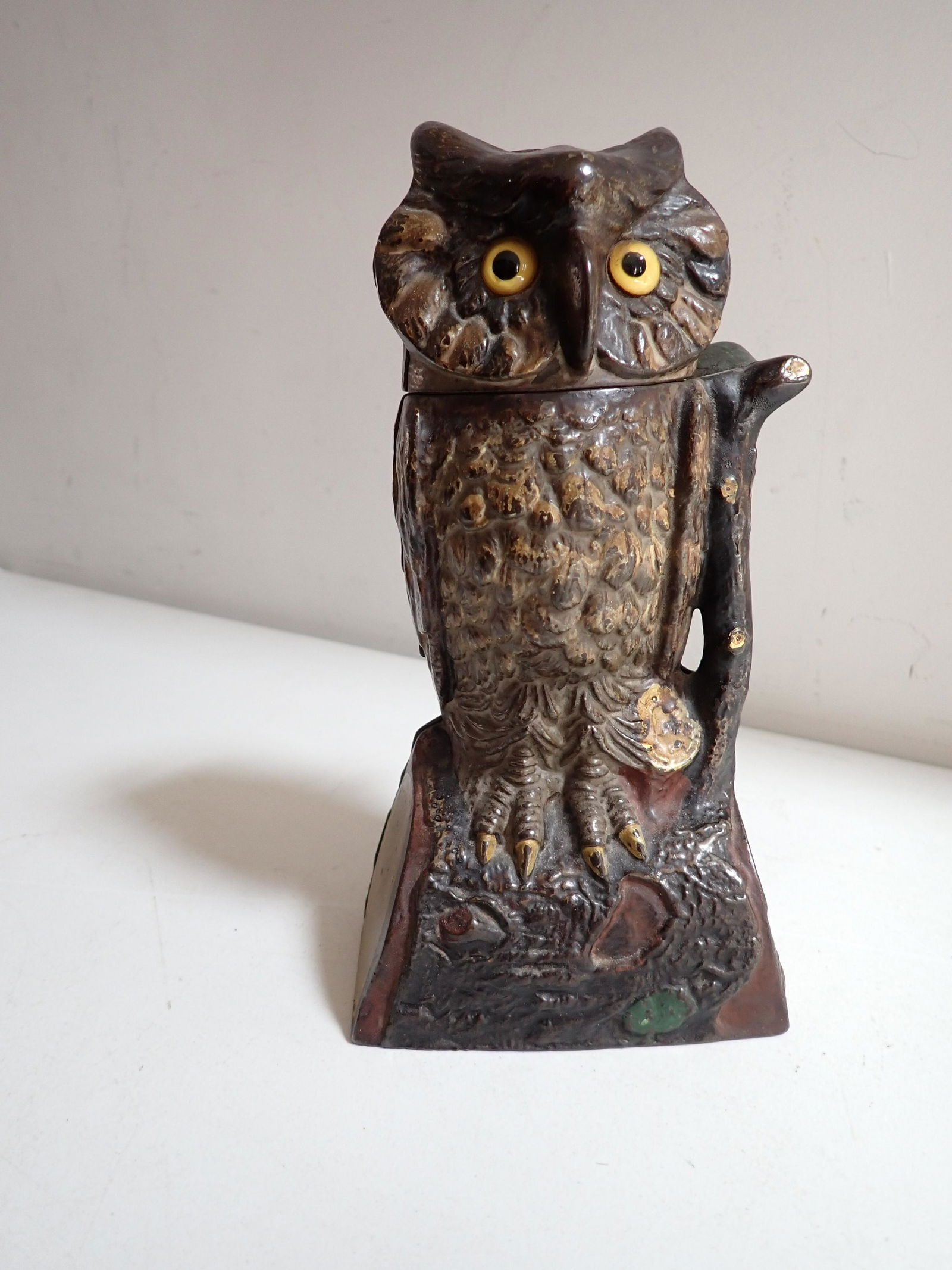 Owl Cast Iron Mechanical Bank - Works. 1880 Patent Date (1 of 8)