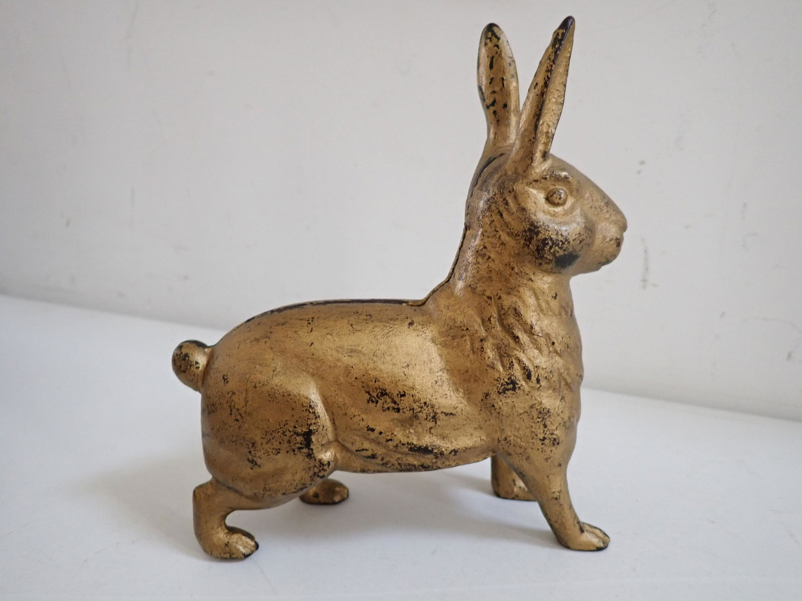 Large Standing Rabbit Cast Iron Bank 6 1/2" High. Base: 5 1/4" (1 of 10)