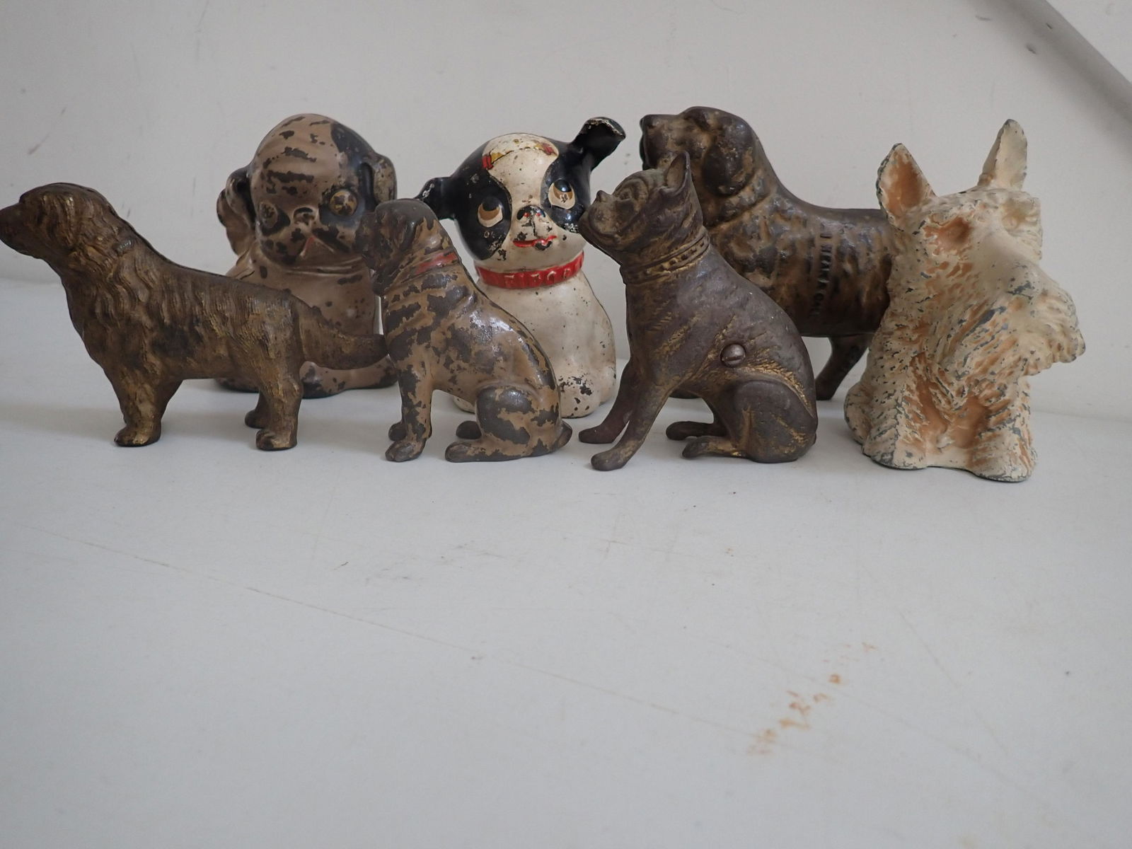 6 Cast Iron & 1 Cast Metal Dog Banks. Golden Retriever, Boxer (1 of 19)